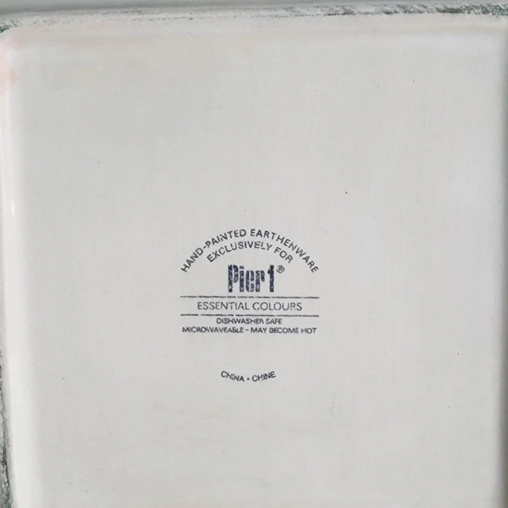 Pier 1 Essential Colours Hand-Painted Earthenware Square Plate 8x8 Cream